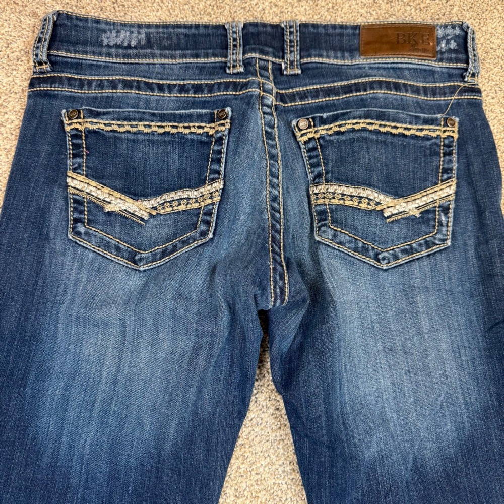 BKE Stella Bootcut Jeans 29 XL Dark Wash Embroidered Contrast Stitch Denim - Picture 12 of 12